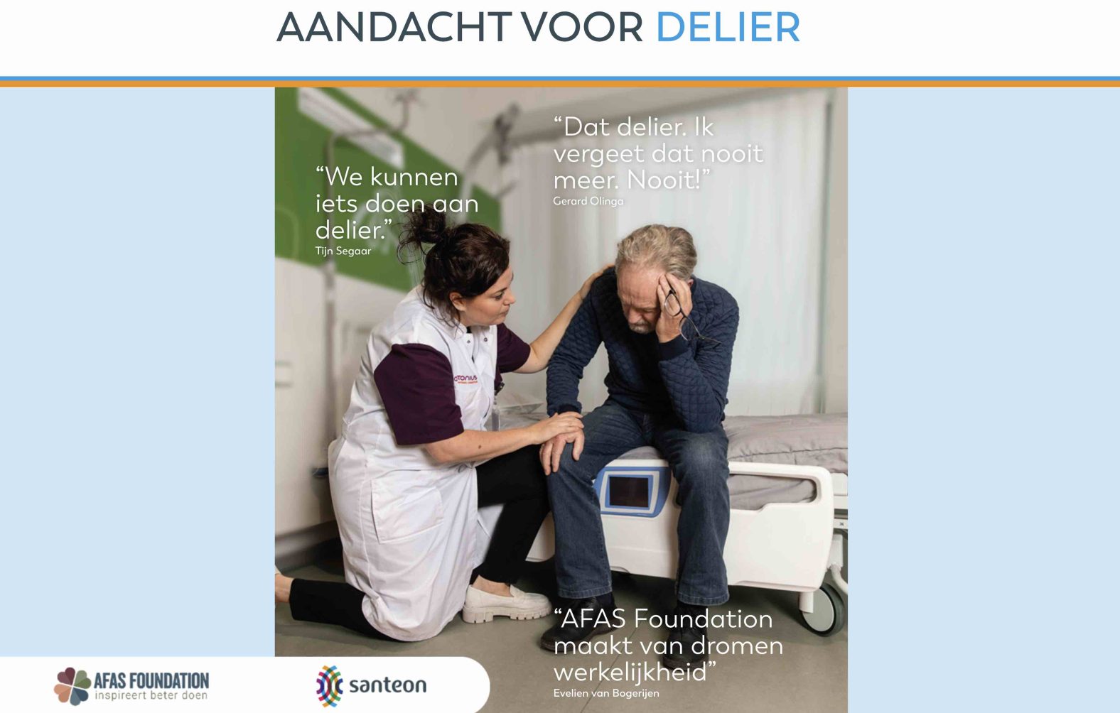 Zorgverlener ondersteunt een patiënt in het ziekenhuis tijdens een delier.