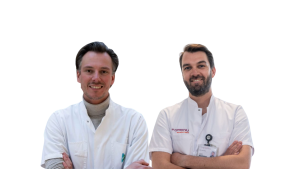 Cardiologen Mark Schuuring (Universiteit Twente/Medisch Spectrum Twente) en Geert van Hout (St. Antonius Ziekenhuis).